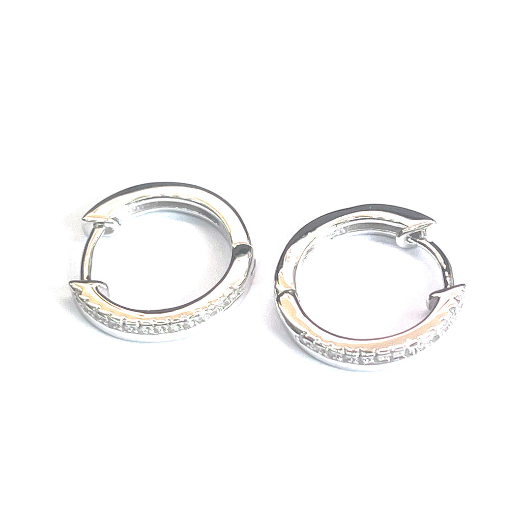 12mm silver circle earring with small CZ