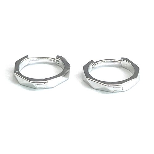 13mm silver circle earring with diamond cut