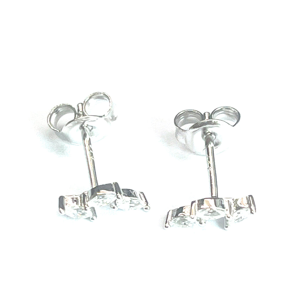 3 stone silver earring with white cz