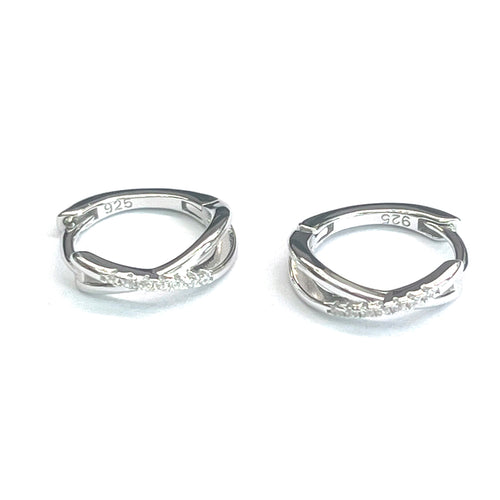 Circle & cross silver earring with CZ