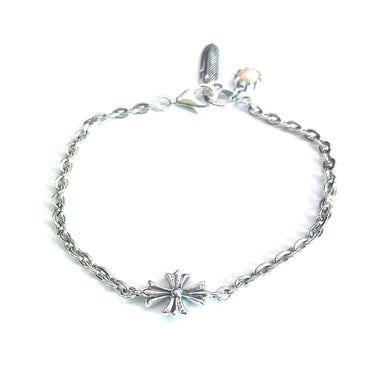 Cross silver bracelet with  feather & Opal stone