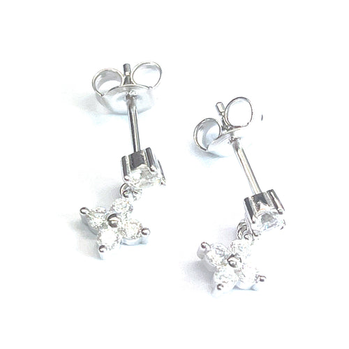 Flower studs silver earring with  white CZ