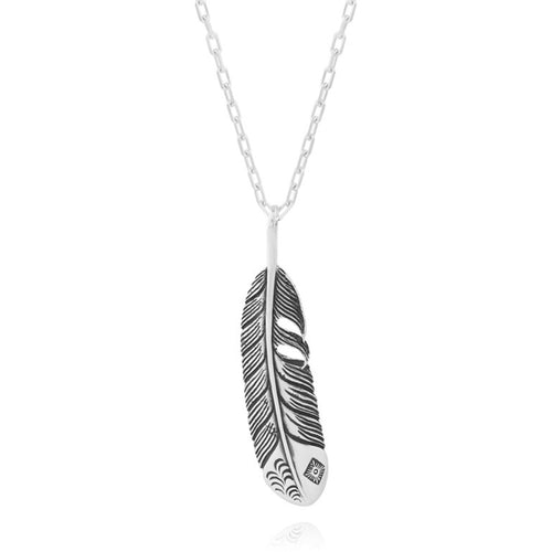 Silver feather necklace with chain