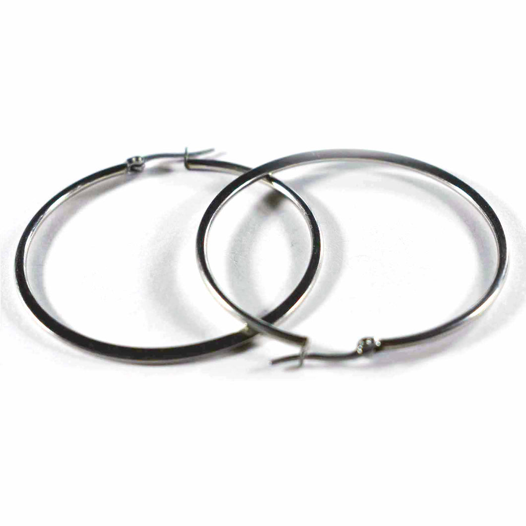 Flat pattern stainless steel circle earring 50 mm diameter