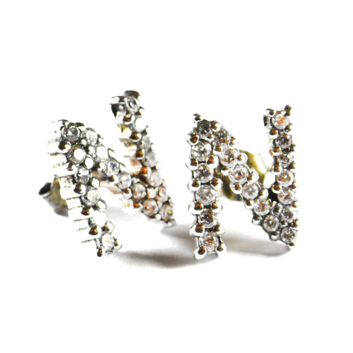 Big N silver earring