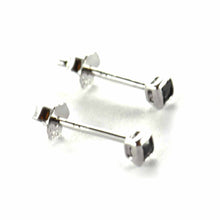 Channel set silver studs earring with 2mm black CZ