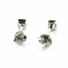 Channel set silver studs earring with 2mm black CZ