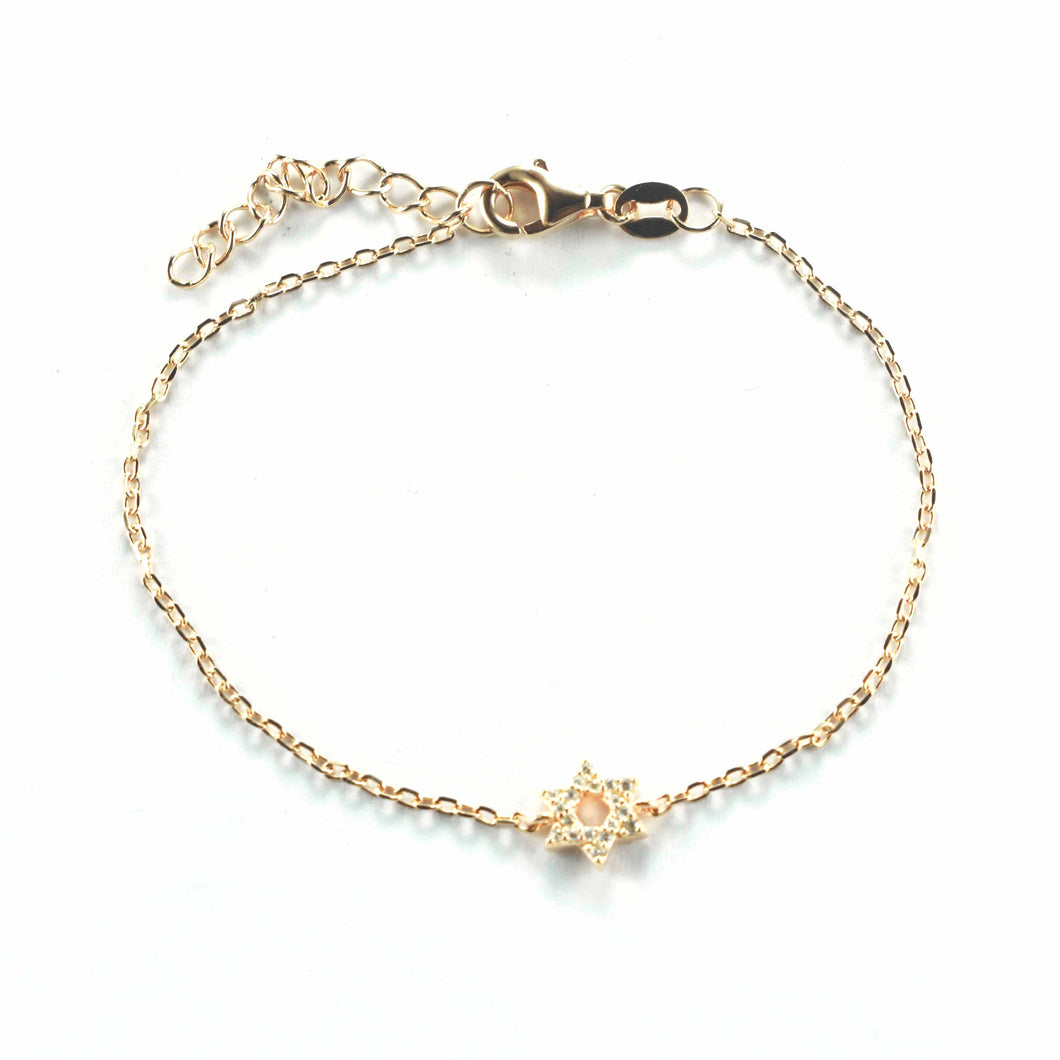 Hexagon star silver bracelet with pink gold plating