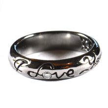 I Love You silver ring with black rhodium plating