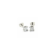 Prong setting stud silver earring with 2mm square CZ