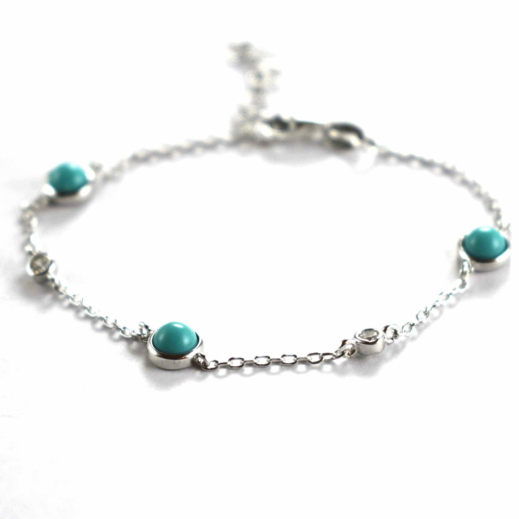 Silver bracelet with turquoise & platinum plating