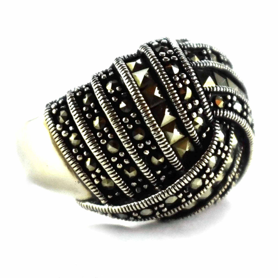 Silver with square marcasite silver ring