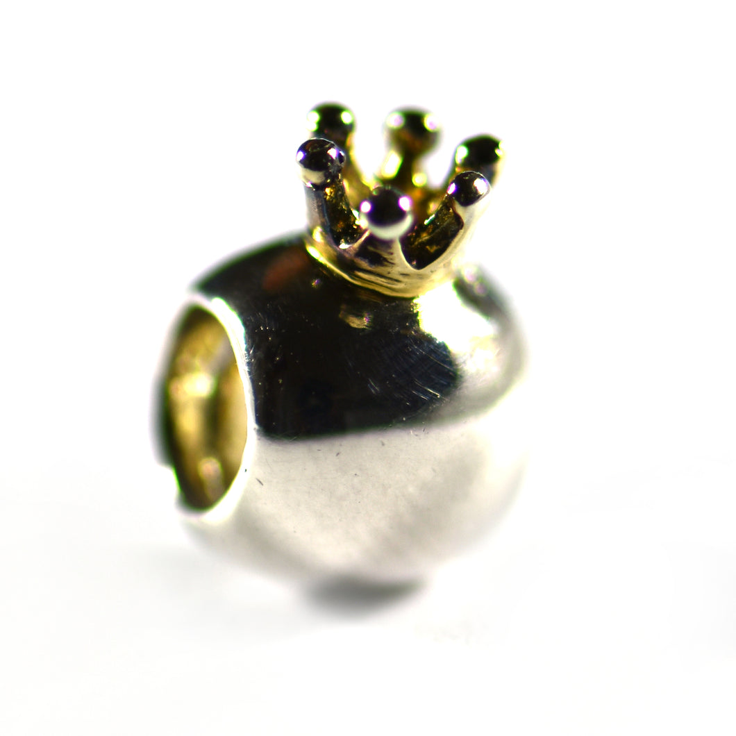 Silver beads have a little crown with 18K gold plating