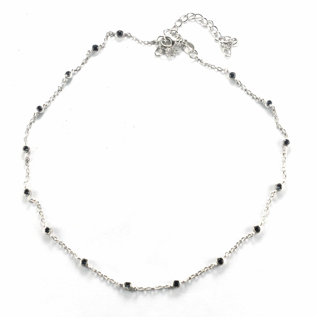 Silver necklace with black CZ