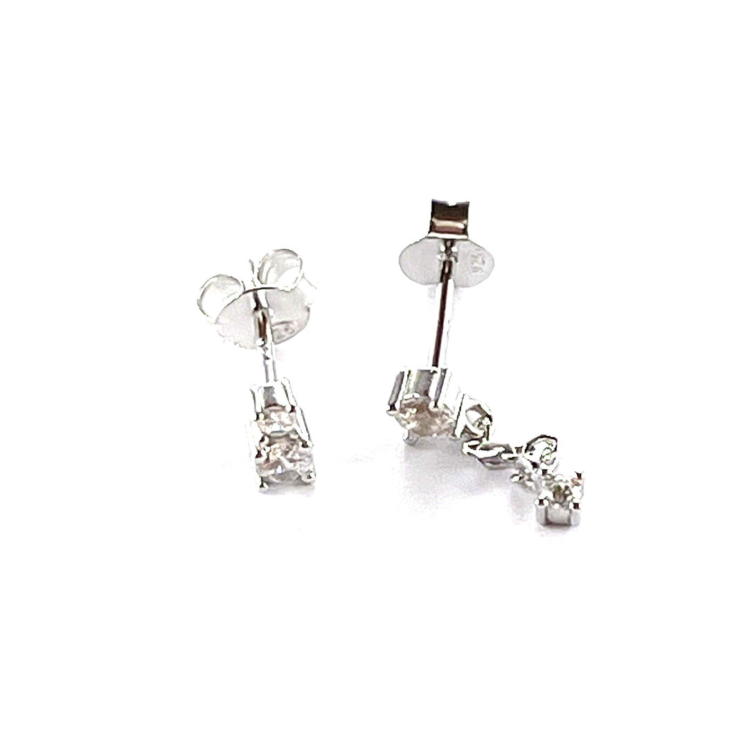 Stone & chain stone silver earring