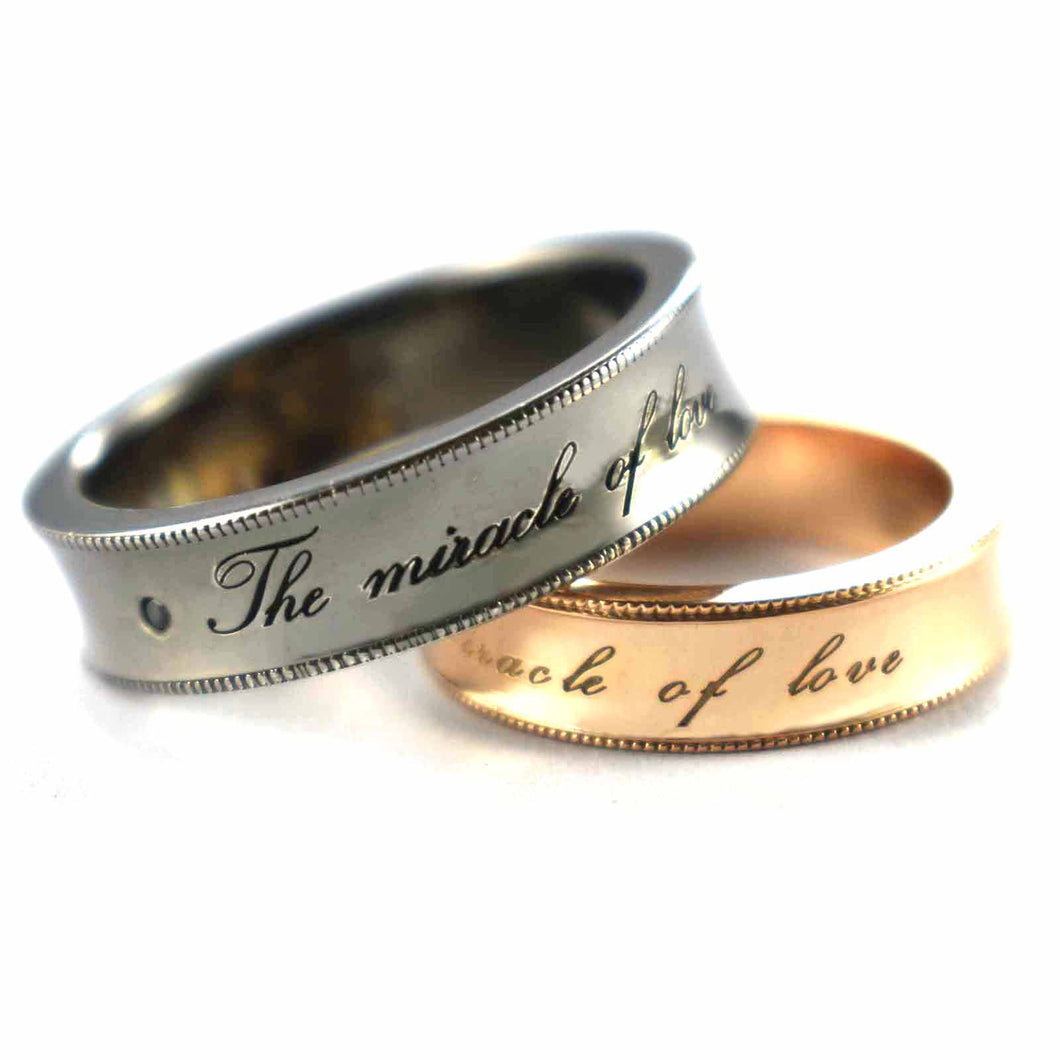 The miracle of love silver couple ring with pink gold & black rhodium