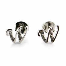 W silver earring with CZ